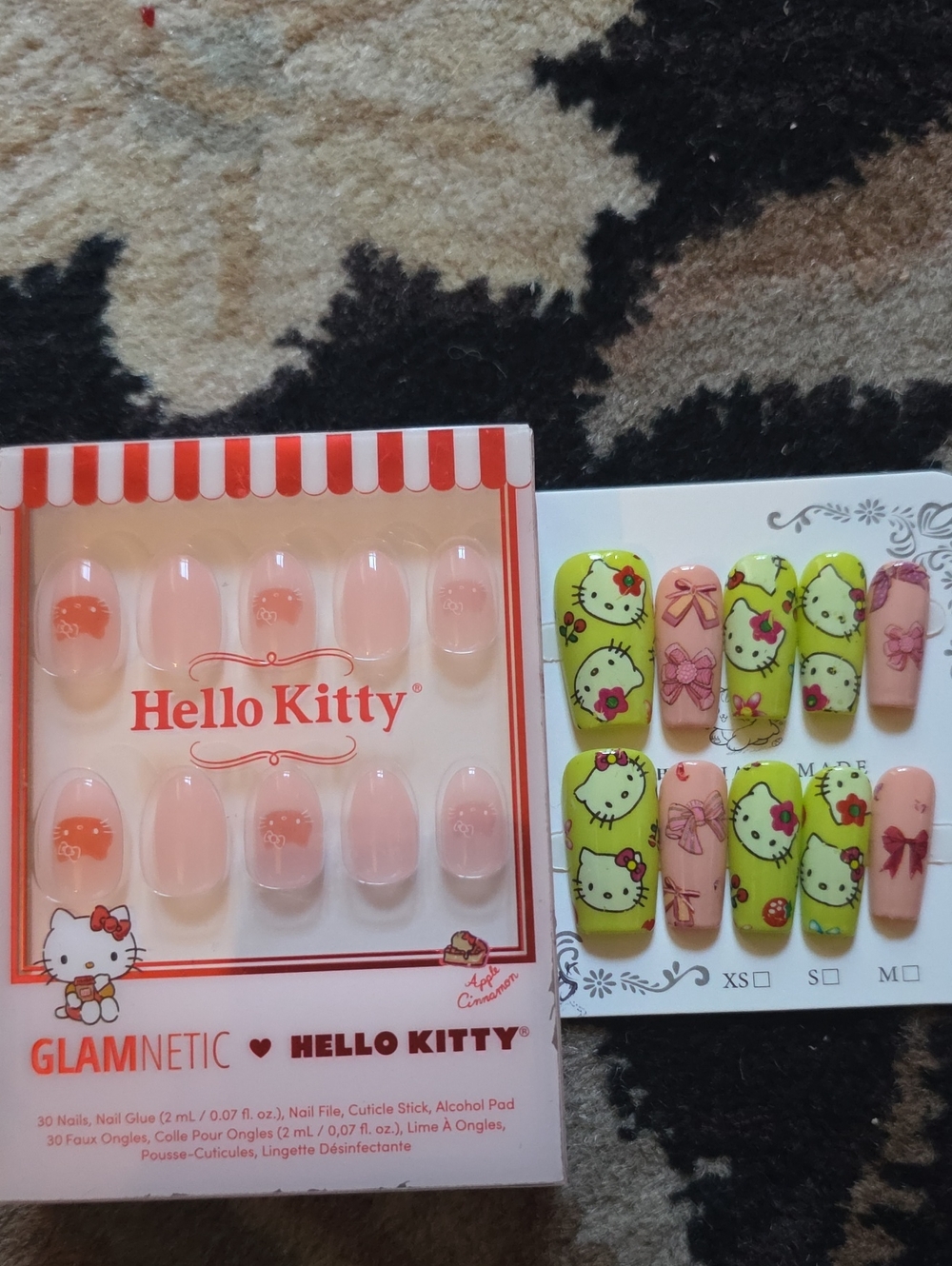 Hello Kitty Pink and Lime Green Press-On Nail Set